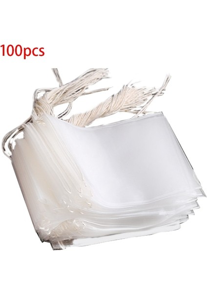 Beyaz 100'LÜ Paket Tek Kullanımlık Çay Poşeti Filtre Torbaları Iplik Kapatma ile Çay Demlemek Için Filtre Çay Poşeti (Yurt Dışından)