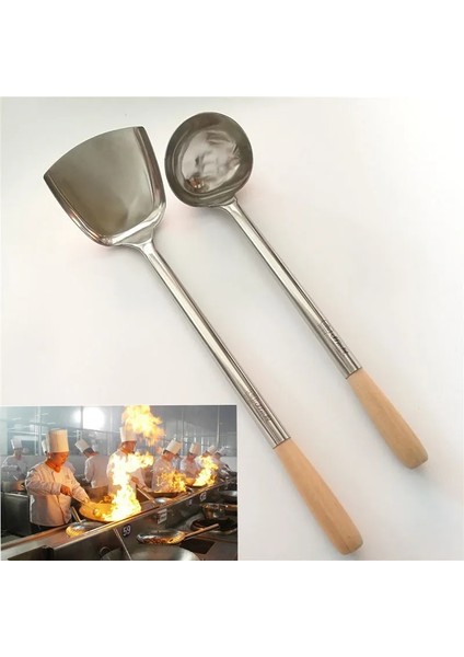 Stil 10 Büyük Uzun Spatula Kürek Şef Pişirme Cocina Eşyaları Bıçak Mutfak Eşyası Ahşap Saplı Paslanmaz Çelik Turner Çorba Kaşığı Wok (Yurt Dışından) fiyatları