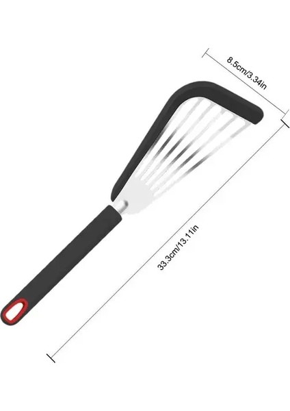 Siyah 1 Adet Silikon Kızartma Spatula Yapışmaz Tava Çevirme Balık Kızartma Gıda Sınıfı Balık Turner Spatula Tencere Ev Mutfak Malzemeleri (Yurt Dışından)