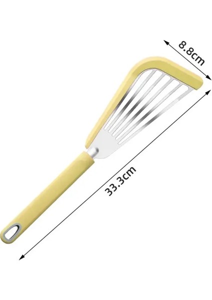 Sarı Silikon Kızarmış Balık Kürek Yüksek Sıcaklığa Dayanıklı Spatula Kaçak Kürek Paslanmaz Çelik Biftek Tavada Kızartma Kürek Mutfak Eşyaları (Yurt Dışından)