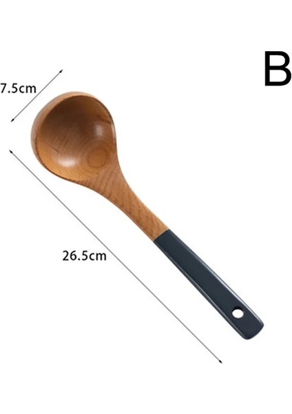 B Masif Ahşap Saplı Yapışmaz Tencere Seti Çorba Kaşığı Pirinç Kepçe Spatula Mutfak Tencere Eşyaları Seti Ev Gadget Alet Setleri (Yurt Dışından)