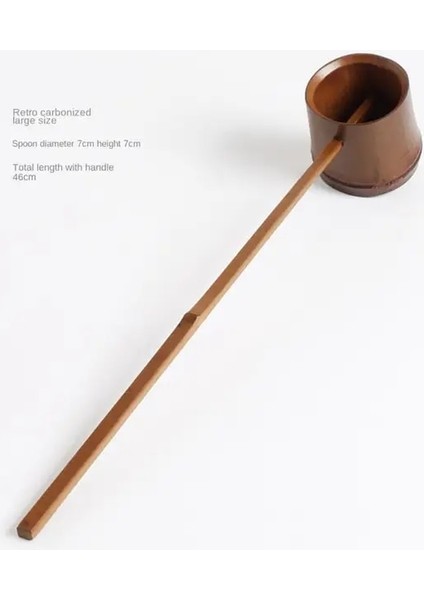01 Su Bambu Pota Kepçe Çay Seti Aksesuarları Japon Tarzı Bambu Kök Uzun Saplı Kaşık Sulama Kaşığı Doğal Yaratıcı Kaşık (Yurt Dışından)