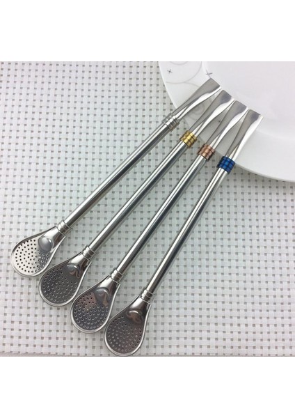 Gül Altın Yıkanabilir Paslanmaz Çelik 304 Çıkarılabilir Içme Saman Kaşık Çay Filtresi Yerba Mate Pipetler Temiz Fırça Bombilla Kabak Yeniden Kullanılabilir (Yurt Dışından)