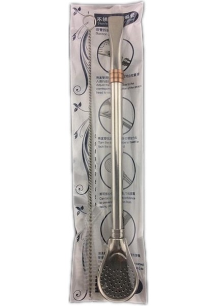 Gül Altın Yıkanabilir Paslanmaz Çelik 304 Çıkarılabilir Içme Saman Kaşık Çay Filtresi Yerba Mate Pipetler Temiz Fırça Bombilla Kabak Yeniden Kullanılabilir (Yurt Dışından)