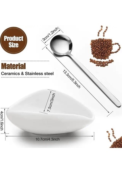 Set Kahve Çekirdeği Dozaj Fincan Seramik Kahve Gereçleri Doz Tepsileri Paslanmaz Kaşık Matcha Tozu Dozaj Kase Seti Mutfak Aksesuarları (Yurt Dışından)