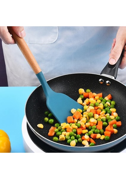 Stil 4 Yeni Silikon Ahşap Saplı Spatula Ev Silikon Pişirme Araçları Yapışmaz Spatula Kürek Mutfak Konfor Kolu (Yurt Dışından)
