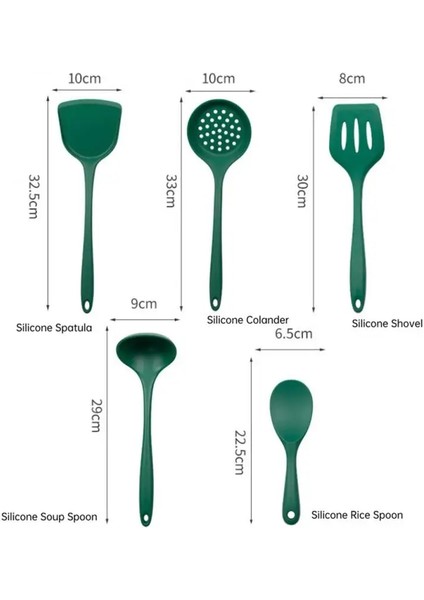 13 Mutfak Spatula Çorba Kaşığı Kevgir Yapışmaz Yeşil Gıda Sınıfı Yüksek Sıcaklık Dayanımı Silikon Mutfak Aletleri Tencere (Yurt Dışından) modelleri