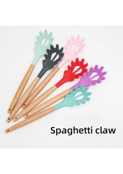Spagetti Pençesi 1 Pc Pembe Spatula Silikon Maşa Kaşık Klip Gıda Kepçe Mutfak Aksesuarları Alet Gereçler Aracı Pasta Pişirme Dil Seti Ahşap Barbekü Kelepçesi (Yurt Dışından)