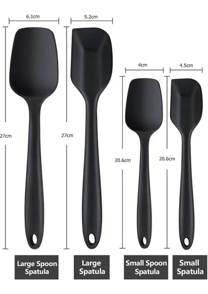 4 Adet Siyah 1/4/6 Adet Silikon Spatula Karıştırma Pasta Kazıyıcı Yapışmaz Tereyağı Serpme Kavanoz Blender Pişirme Spatula Mutfak Pişirme Aksesuarları (Yurt Dışından)