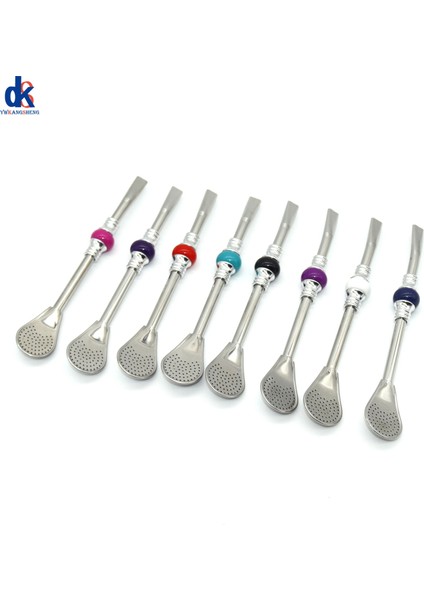 Açık Yeşil 16CM 16CM 19CM Paslanmaz Çelik 304 Saman Kaşığı Renkli Boncuk Çay Filtresi Yerba Mate Bombilla Yeniden Kullanılabilir Kahve Kaşıkları Süt Içme (Yurt Dışından) modelleri