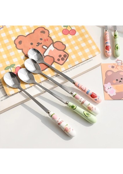 Şeftali Kaşığı Karikatür Paslanmaz Çay Kaşığı Çelik Sevimli Meyve Tatlı Kaşığı Şeker Çay Kaşığı Içecek Sofra Lyzeczka Mutfak Malzemeleri (Yurt Dışından) indirimleri