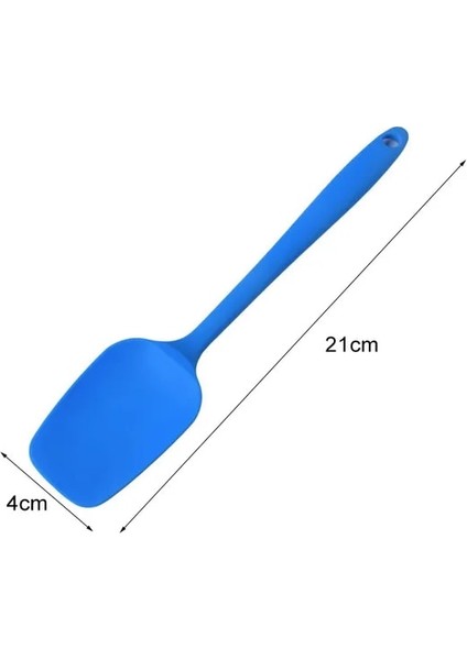Mavi 21 cm Sıcak Evrensel Isıya Dayanıklı Entegre Kolu Silikon Kaşık Kazıyıcı Spatula Dondurma Kek Mutfak Aracı Gereçler (Yurt Dışından)