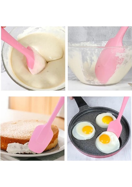 Pembe 21 cm Sıcak Evrensel Isıya Dayanıklı Entegre Kolu Silikon Kaşık Kazıyıcı Spatula Dondurma Kek Mutfak Aracı Gereçler (Yurt Dışından) fırsatları