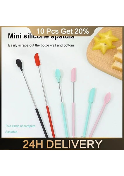 2 Adet Kırmızı Fırça Silikon Spatula Isıya Dayanıklı Geri Çekilebilir Güvenli Kazıyıcı Reçel Krem Spatula Çift Başlı Kaşık Kek Bıçağı Mutfak Gereçleri (Yurt Dışından)