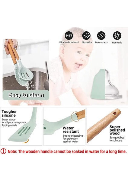 Yumurta Çırpıcı 1 Pc Açık Yeşil Spatula Silikon Maşa Kaşık Klip Gıda Kepçe Mutfak Aksesuarları Alet Gereçler Aracı Pasta Pişirme Dil Seti Ahşap Barbekü Kelepçesi (Yurt Dışından) indirimleri