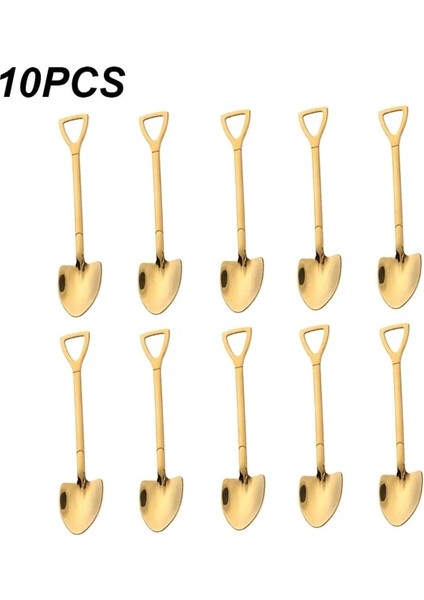 Altın 10 Adet Kalınlaşmak Kahve Kaşığı Çay Kaşığı Çatal Bıçak Kaşık Seti Paslanmaz Çelik Retro Demir Kürek Dondurma Kaşığı Kepçe Yaratıcı Kaşık (Yurt Dışından)