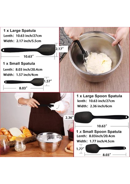 4 Adet Kırmızı 1/4/6 Adet Silikon Spatula Karıştırma Pasta Kazıyıcı Yapışmaz Tereyağı Serpme Kavanoz Blender Pişirme Spatula Mutfak Pişirme Aksesuarları (Yurt Dışından)