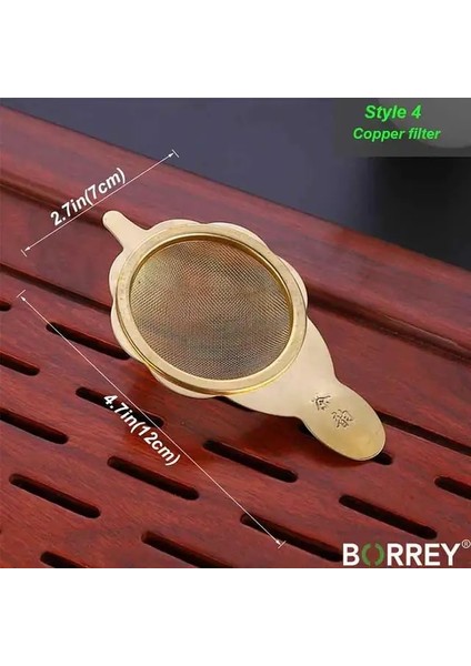 Stil 4 (1 Adet) Borrey Bakır Çay Demlik Yeniden Kullanılabilir Kahve Filtresi Kung Fu Çay Seti Bakır Süzgeçler Kupa Demlik Saplı Teaware Aksesuarları (Yurt Dışından)