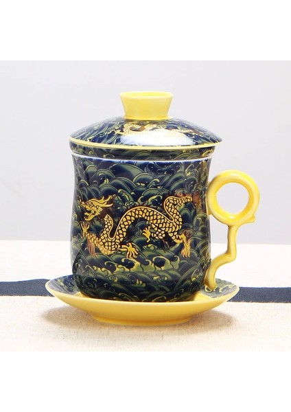 C Çin Ejderha Kupa Çay Seramik Çay Seti Dört Parçalı Set Kapaklı Ofis Toplantı Su Bardağı Filtre Demlik Teaware (Yurt Dışından) indirimleri