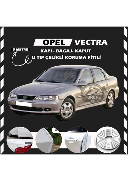 Opel Vectra Oto Araç Kapı Koruma Fitili 5metre Parlak Beyaz Renk