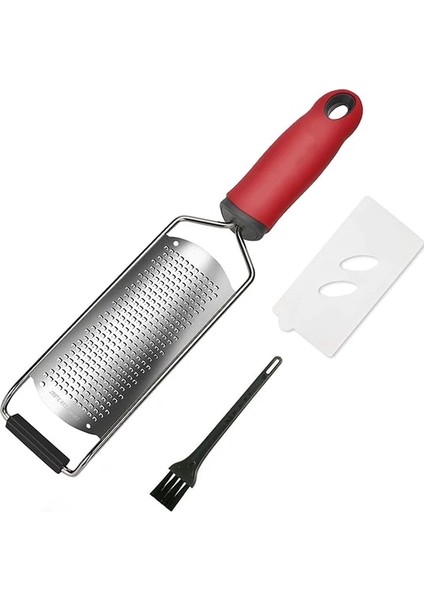 Kırmızı Peynir Rende Sebze Soyucu, Limon Zester, Yumuşak Kavrama Saplı, Koruyuculu Paslanmaz Çelik Ince Bıçaklar (Yurt Dışından)