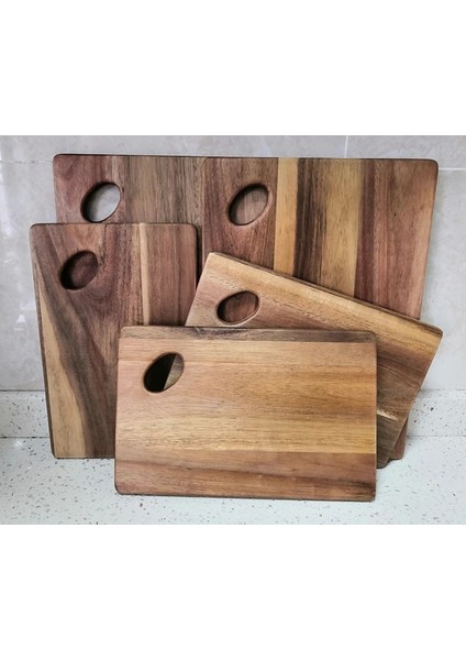 28X18X1.5CM Yüksek Kaliteli Akasya Ağacı Kesme Tahtası, Pratik Çift Taraflı Ahşap Kesme Tahtası, Oval Saplı Normal Ekmek Tahtası (Yurt Dışından)