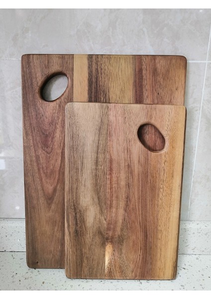 28X18X1.5CM Yüksek Kaliteli Akasya Ağacı Kesme Tahtası, Pratik Çift Taraflı Ahşap Kesme Tahtası, Oval Saplı Normal Ekmek Tahtası (Yurt Dışından)
