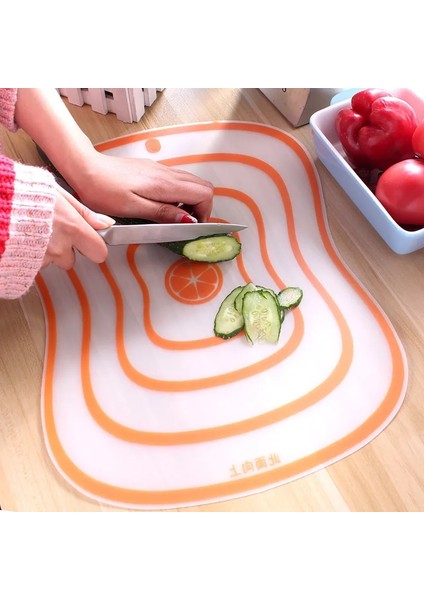 Turuncu 41.5X31.5CM Buzlu Şeffaf, Esnek ve Sınıflandırılmış Kesme Tahtası, Mutfak Kesme Tahtası, Plastik Kaymaz Meyve Kesme Tahtası (Yurt Dışından) indirimleri