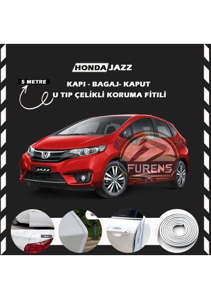 Honda Jazz Oto Araç Kapı Koruma Fitili 5metre Parlak Beyaz Renk