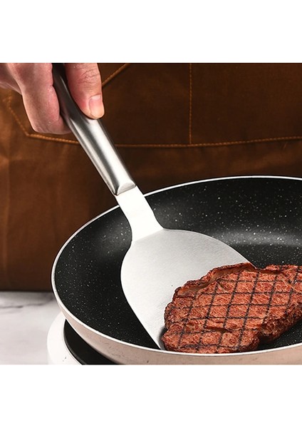 Küçük Paslanmaz Çelik Biftek Kürek Haşlanma Önleyici Saplı Japon Tarzı Çok Fonksiyonlu Teppanyaki Kürek Pizza Bıçağı Mutfak Aracı (Yurt Dışından)