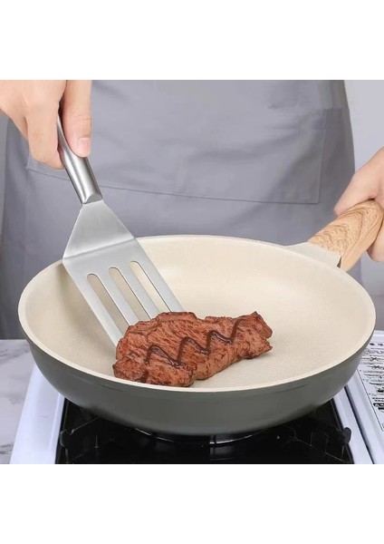Küçük Paslanmaz Çelik Biftek Kürek Haşlanma Önleyici Saplı Japon Tarzı Çok Fonksiyonlu Teppanyaki Kürek Pizza Bıçağı Mutfak Aracı (Yurt Dışından)