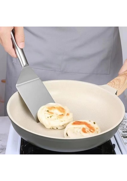 Küçük Paslanmaz Çelik Biftek Kürek Haşlanma Önleyici Saplı Japon Tarzı Çok Fonksiyonlu Teppanyaki Kürek Pizza Bıçağı Mutfak Aracı (Yurt Dışından)