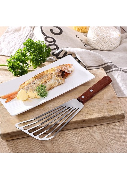 Paslanmaz Çelik Oluklu Turner Balık Ahşap Saplı Spatula Mutfak Aletleri Biftek Kızarmış Kürek Spatula Mutfak Eşyaları (Yurt Dışından) fiyatları