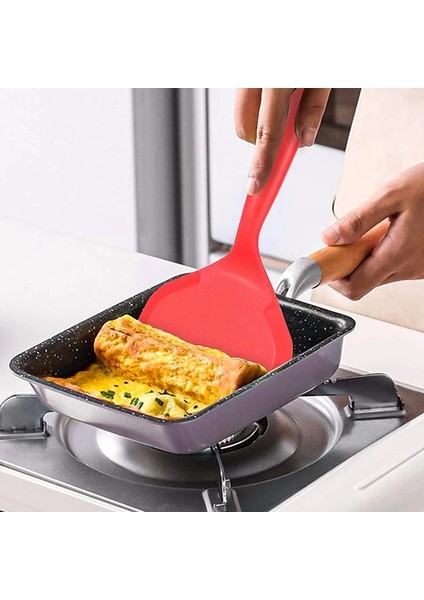 No 8 Silikon Spatula Krep Omlet Kürek Turner Yumurta Balık Pizza Geniş Kürek Yapışmaz Mutfak Pişirme Pişirme Gereçleri Seti (Yurt Dışından)