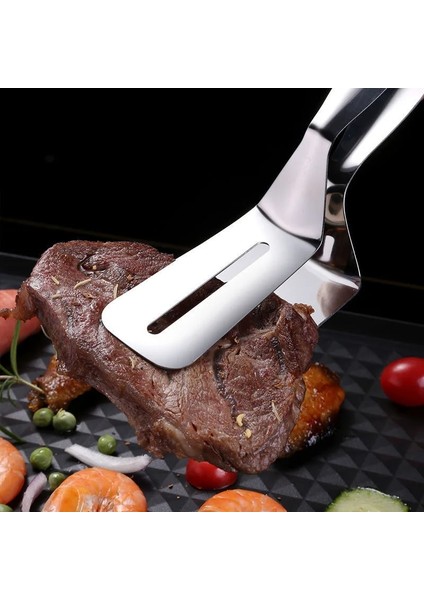 Gümüş Paslanmaz Çelik Kızartma Küreği Klip Çok Fonksiyonlu Biftek Barbekü Maşa Kızartma Balık Spatula Klip Ekmek Klip Ev Mutfak Aracı (Yurt Dışından) fiyatları