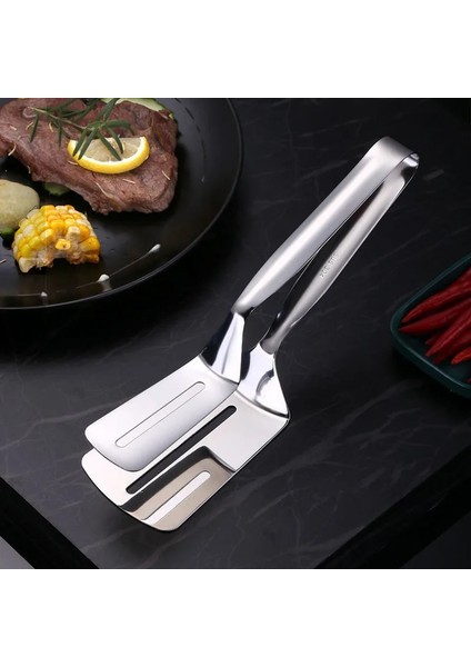 Gümüş Paslanmaz Çelik Kızartma Küreği Klip Çok Fonksiyonlu Biftek Barbekü Maşa Kızartma Balık Spatula Klip Ekmek Klip Ev Mutfak Aracı (Yurt Dışından) modelleri
