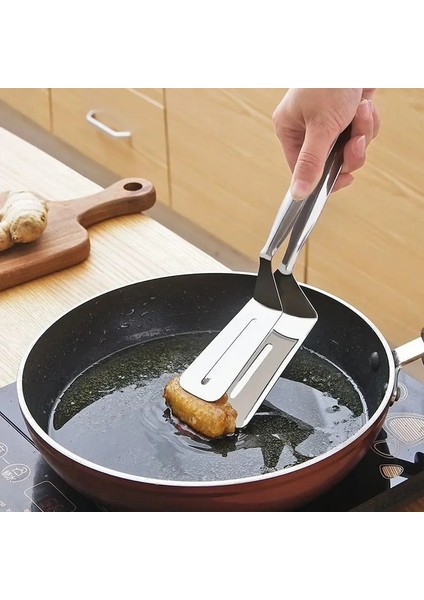 Gümüş Paslanmaz Çelik Kızartma Küreği Klip Çok Fonksiyonlu Biftek Barbekü Maşa Kızartma Balık Spatula Klip Ekmek Klip Ev Mutfak Aracı (Yurt Dışından) fırsatları