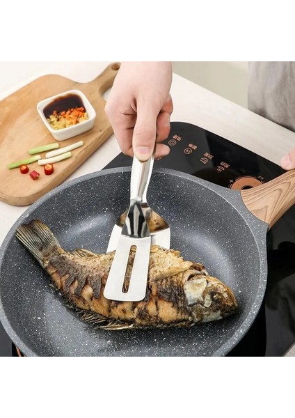 Gümüş Paslanmaz Çelik Kızartma Küreği Klip Çok Fonksiyonlu Biftek Barbekü Maşa Kızartma Balık Spatula Klip Ekmek Klip Ev Mutfak Aracı (Yurt Dışından) indirimleri