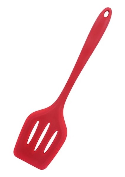 Kırmızı Silikon Turner Oluklu Mutfak Alet Yapışmaz Kürek Spatula Yumurta Balık Kızartma Tavası Uzun Saplı Kepçe Pişirme Araçları Eşyaları (Yurt Dışından)