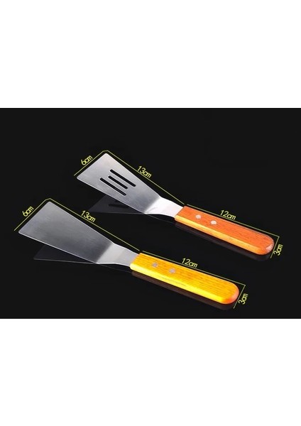17 Mutfak Spatula Ahşap Saplı Izgara Turner Paslanmaz Çelik Metal Kazıma Gözleme Teppanyaki Hibachi Kalbur Pişirme Gereçler (Yurt Dışından) fiyatları
