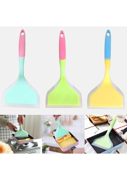 Yeşil Silikon Spatula Pişirme Gereçleri Mutfak Kazıyıcı Geniş Pizza Sığır Eti Yumurta Pişirme Aracı Kürek Yapışmaz Spatula Mutfak (Yurt Dışından) indirimleri