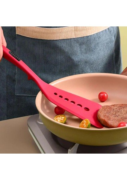 Kırmızı 2 Adet Silikon Spatula Temizlemesi Kolay Isıya Dayanıklı Çizilmez Yapışmaz Pişirme Bpa Ücretsiz Silikon Oluklu Balık Turner Spatula (Yurt Dışından)