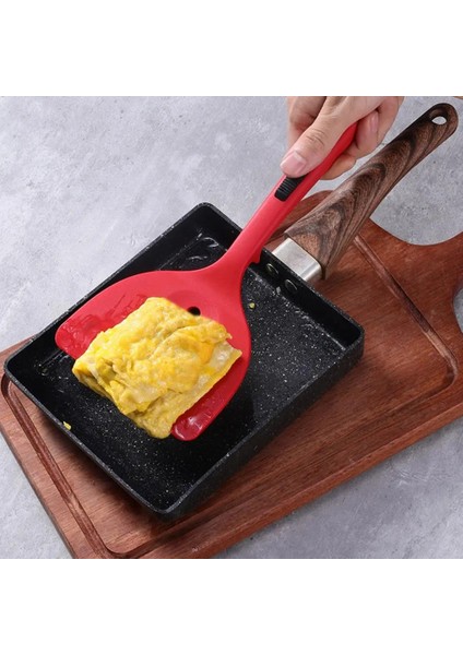 Kırmızı 2 Adet Silikon Spatula Temizlemesi Kolay Isıya Dayanıklı Çizilmez Yapışmaz Pişirme Bpa Ücretsiz Silikon Oluklu Balık Turner Spatula (Yurt Dışından)