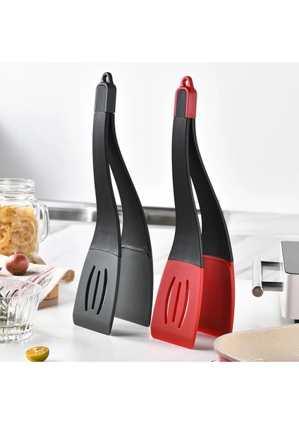 Siyah Gri Kızartma Küreği Klip Naylon Yumurta Biftek Balık Pizza Gözleme Tost Barbekü Yiyecek Maşası Çok Fonksiyonlu Kokusuz Kaymaz Mutfak Pişirme Araçları (Yurt Dışından) fırsatları