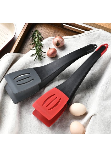 Siyah Gri Kızartma Küreği Klip Naylon Yumurta Biftek Balık Pizza Gözleme Tost Barbekü Yiyecek Maşası Çok Fonksiyonlu Kokusuz Kaymaz Mutfak Pişirme Araçları (Yurt Dışından) indirimleri