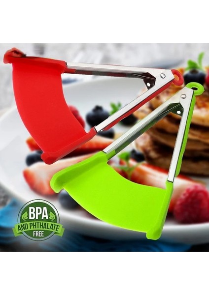 Kırmızı 12 Inç 2 In 1 Mutfak Spatula ve Maşa Yapışmaz Isıya Dayanıklı Paslanmaz Çelik Gıda Maşası Çerçeve Silikon Maşa Mutfak Aletleri Gadget (Yurt Dışından) fiyatları