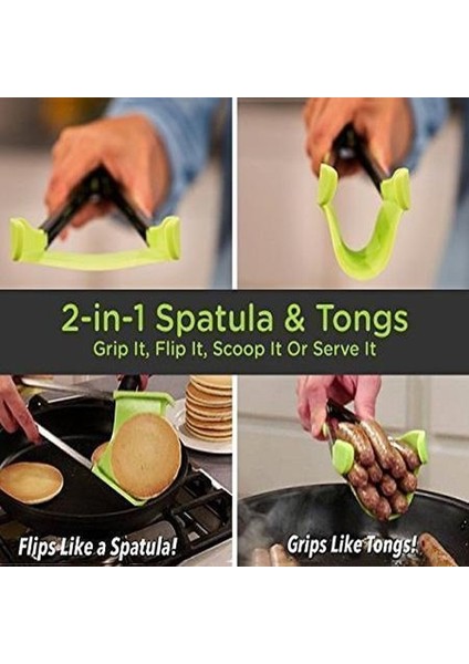Kırmızı 12 Inç 2 In 1 Mutfak Spatula ve Maşa Yapışmaz Isıya Dayanıklı Paslanmaz Çelik Gıda Maşası Çerçeve Silikon Maşa Mutfak Aletleri Gadget (Yurt Dışından) indirimleri