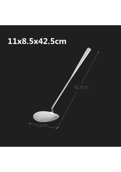 11X8.5X42.5 cm Paslanmaz Çelik Büyük Uzun Saplı Spatula Kaşık Kepçe Restoran Kantin Şefi Büyük Pot Kürek Mutfak Eşyası Seti Bambu Spatula (Yurt Dışından)