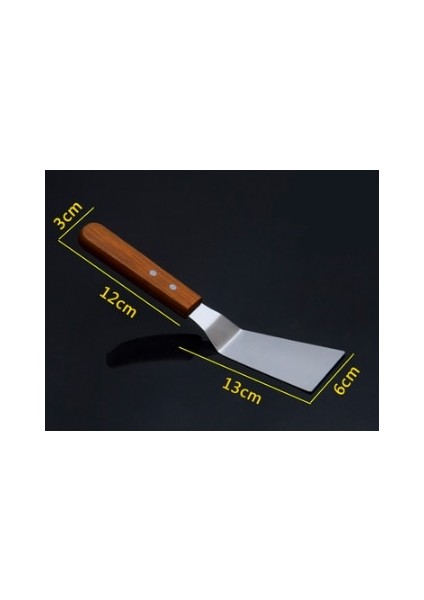 22 Mutfak Spatula Ahşap Saplı Izgara Turner Paslanmaz Çelik Metal Kazıma Gözleme Teppanyaki Hibachi Kalbur Pişirme Gereçler (Yurt Dışından)