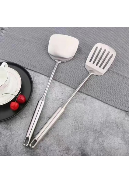 A2 304 Paslanmaz Çelik Spatula Çorba Kaşığı Oluklu Büyük Kevgir Kepçeli Içi Boş Kolu Pişirme Küreği Mutfak Gereçleri Aksesuarları (Yurt Dışından)